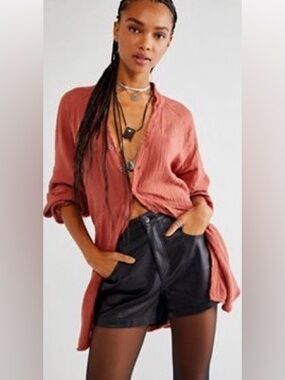 We The Free Summer Daydream Button-Down Shirt in Rust